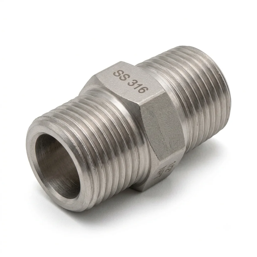 SS 316 Barrel Nipple exported by Jainam Ferro Alloys