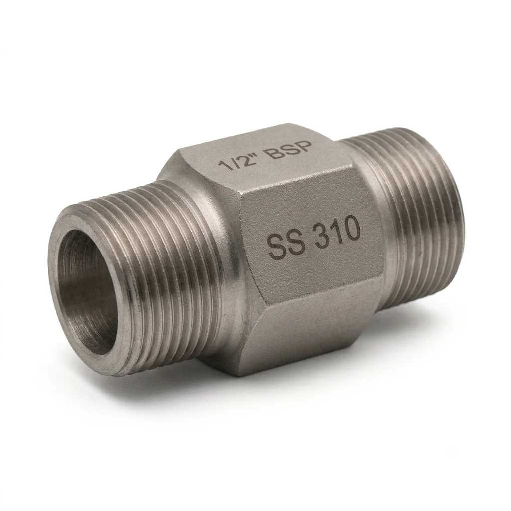 SS 310 BSP Hex Nipple exported by Jainam Ferro Alloys