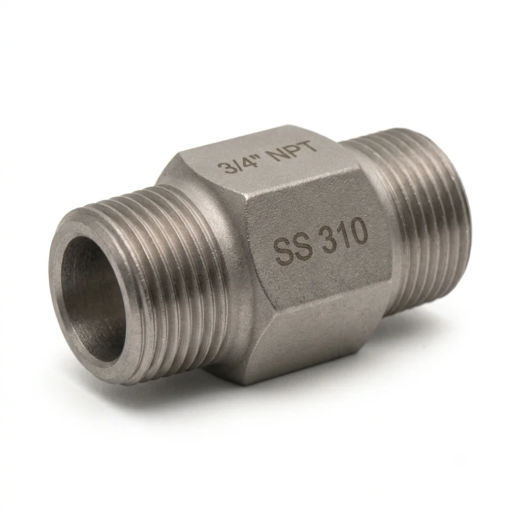 SS 310 NPT Hex Nipple exported by Jainam Ferro Alloys