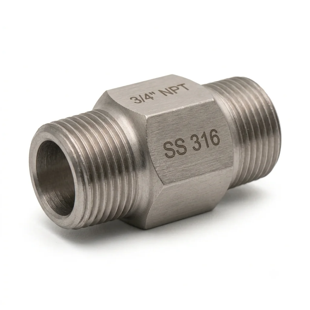 SS 316 NPT Hex Nipple exported by Jainam Ferro Alloys