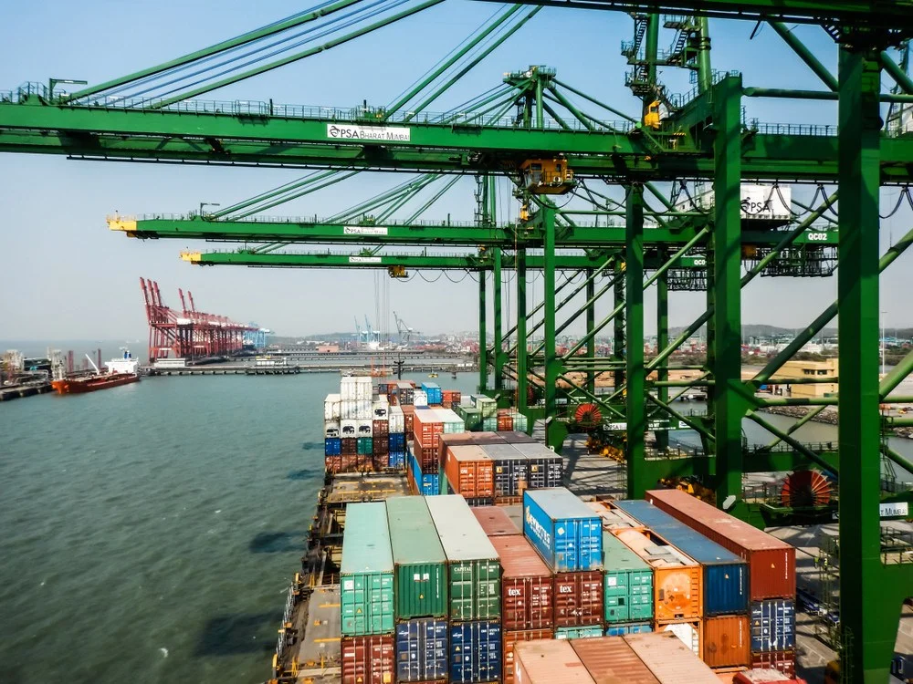 Steel export packaging operations at Nhava Sheva Port, Mumbai